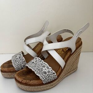 Ferragamo White Wedge Sandals